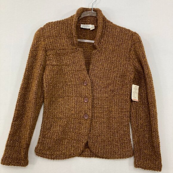 NWT Vintage Smith Kollmar Small Brown Wool Mohair Blend Button Cardigan - Picture 1 of 9